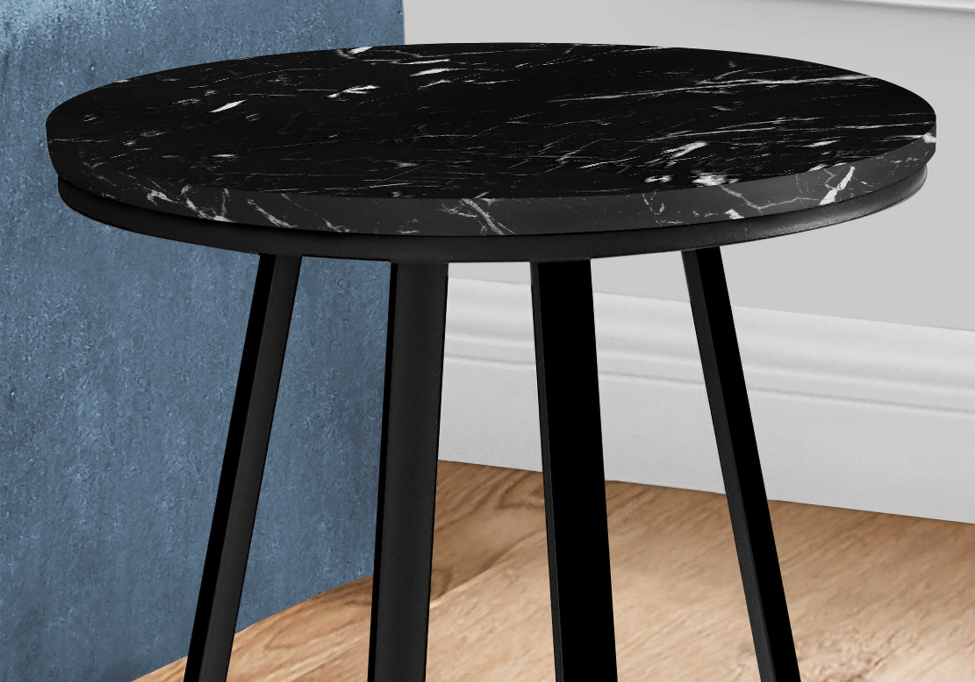 TABLE D'APPOINT - 22"H / MARBRE NOIR / METAL NOIR ( Meuble Mtl )