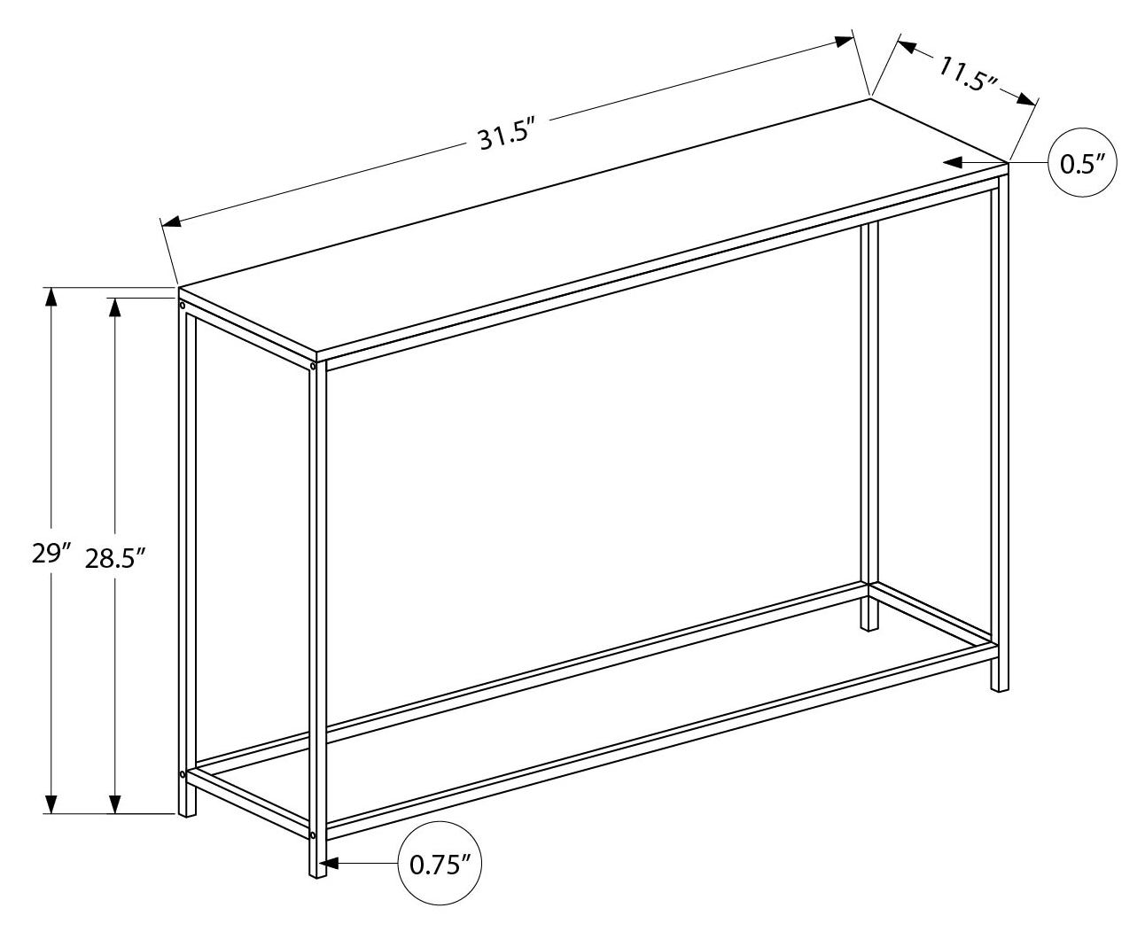 TABLE D'APPOINT - 32"L / NOIR / CONSOLE D'ENTREE METAL NOIR ( Meuble Mtl )