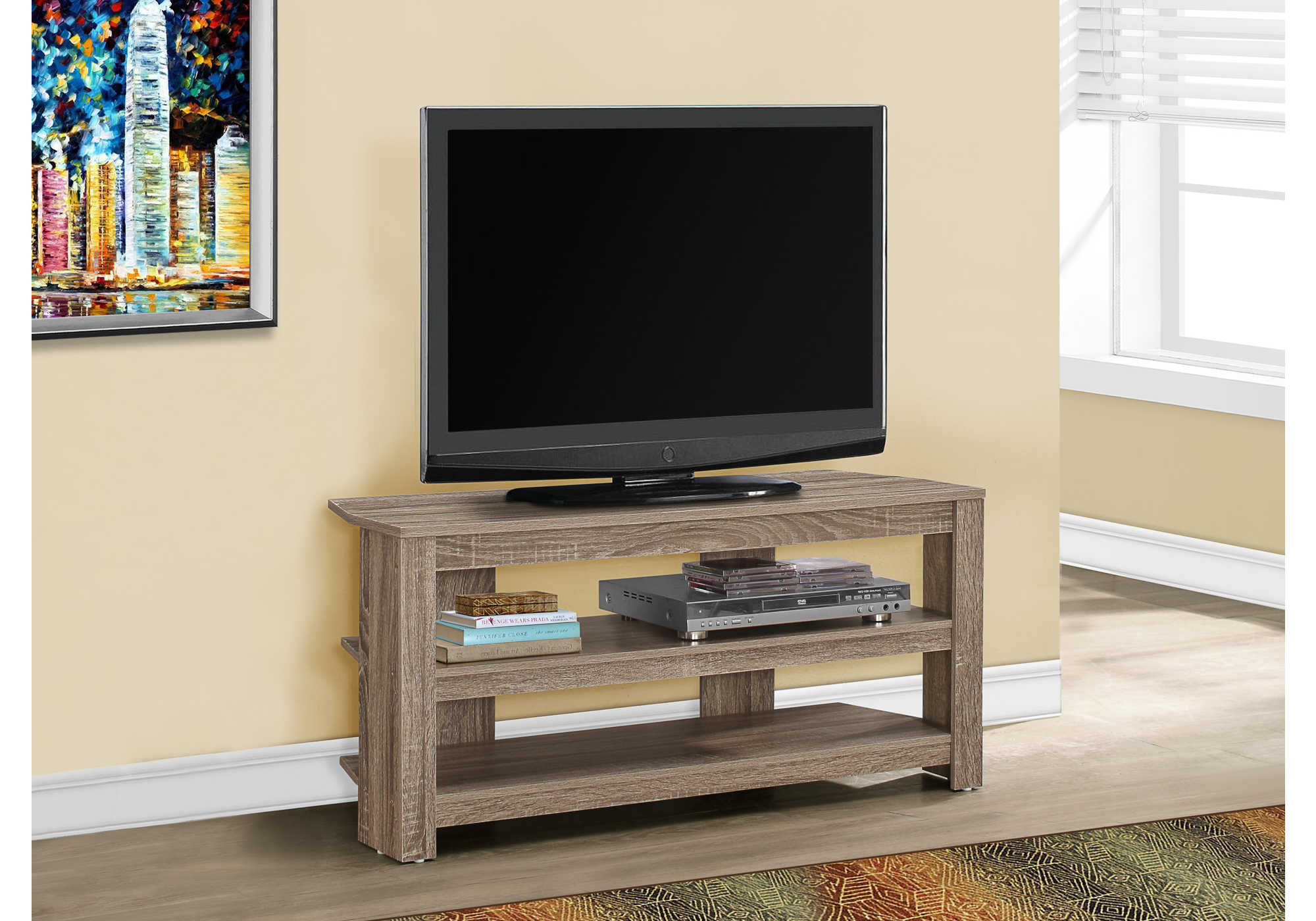 MEUBLE TV - 42"L / COIN TAUPE FONCÉ ( Meuble Mtl )