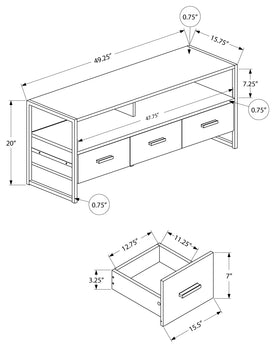 MEUBLE TV - 48"L / BLANC / METAL NOIR ( Meuble Mtl )