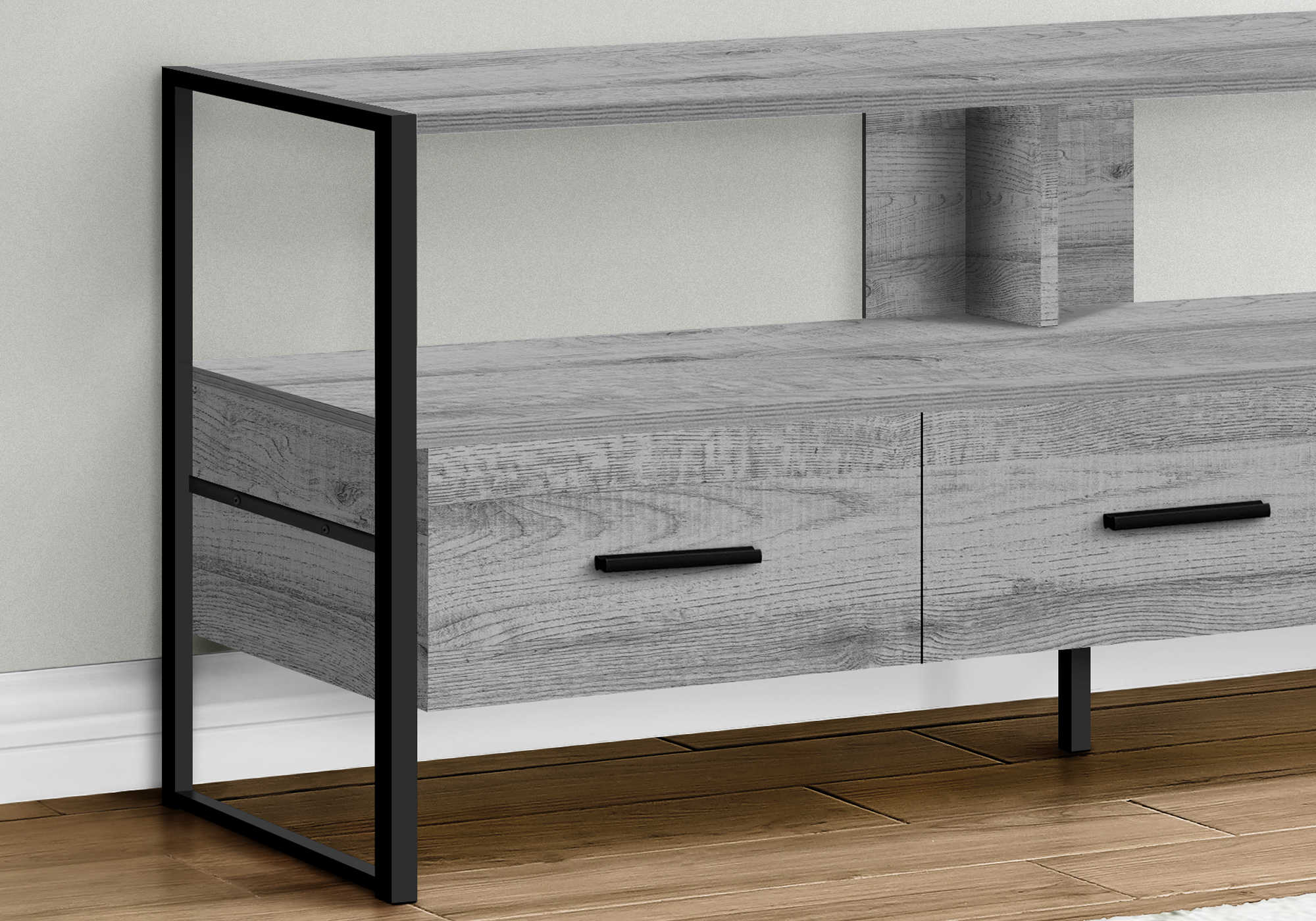 MEUBLE TV - 48"L / GRIS / METAL NOIR