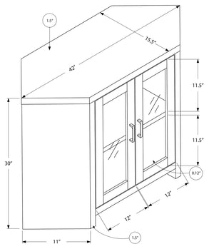 MEUBLE TV - 42"L / EN COIN BLANC AVEC PORTES VITRÉES( Meuble Mtl )