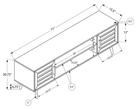 MEUBLE TV - 72"L / ASPECT BOIS BRUN AVEC 2 PORTES