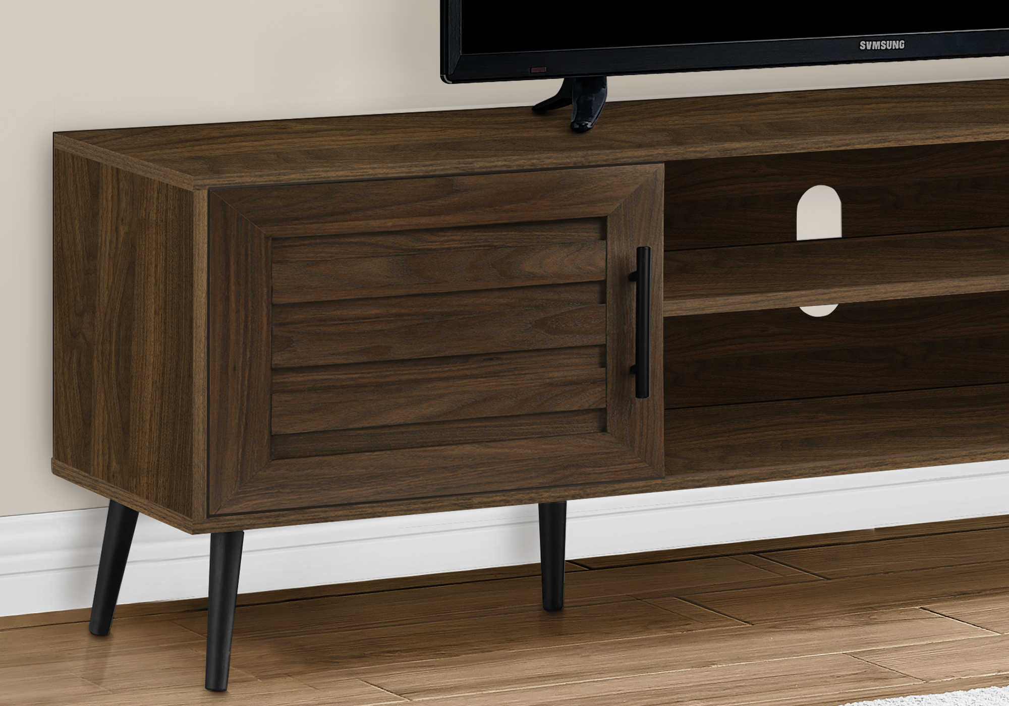 MEUBLE TV - 72"L / ASPECT BOIS BRUN AVEC 2 PORTES