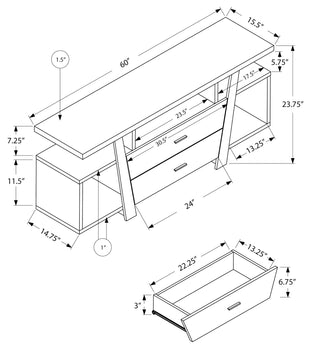 MEUBLE TV - 60"L / ESPRESSO AVEC 2 TIROIRS DE RANGEMENT ( Meuble Mtl ) 