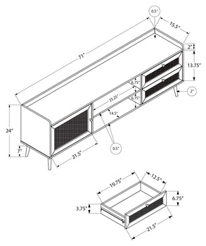 MEUBLE TV - 72"L / NOYER AVEC RANGEMENT