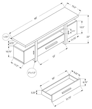 MEUBLE TV - 60"L / BLANC / DESSUS ASPECT CIMENT ( Meuble Mtl ) 