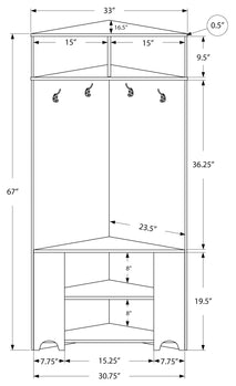 HALL TREE - 67"H / DARK TAUPE CORNER UNIT ( Meuble Mtl )