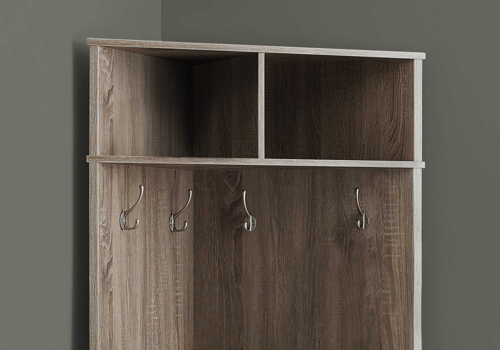 HALL TREE - 67"H / DARK TAUPE CORNER UNIT ( Meuble Mtl )