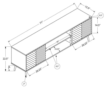 MEUBLE TV - 72"L / NOIR AVEC 2 PORTES ASPECT BOIS