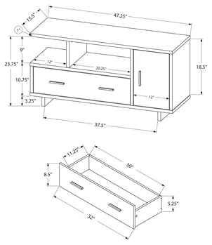 MEUBLE TV - 48"L / BLANC AVEC RANGEMENT 