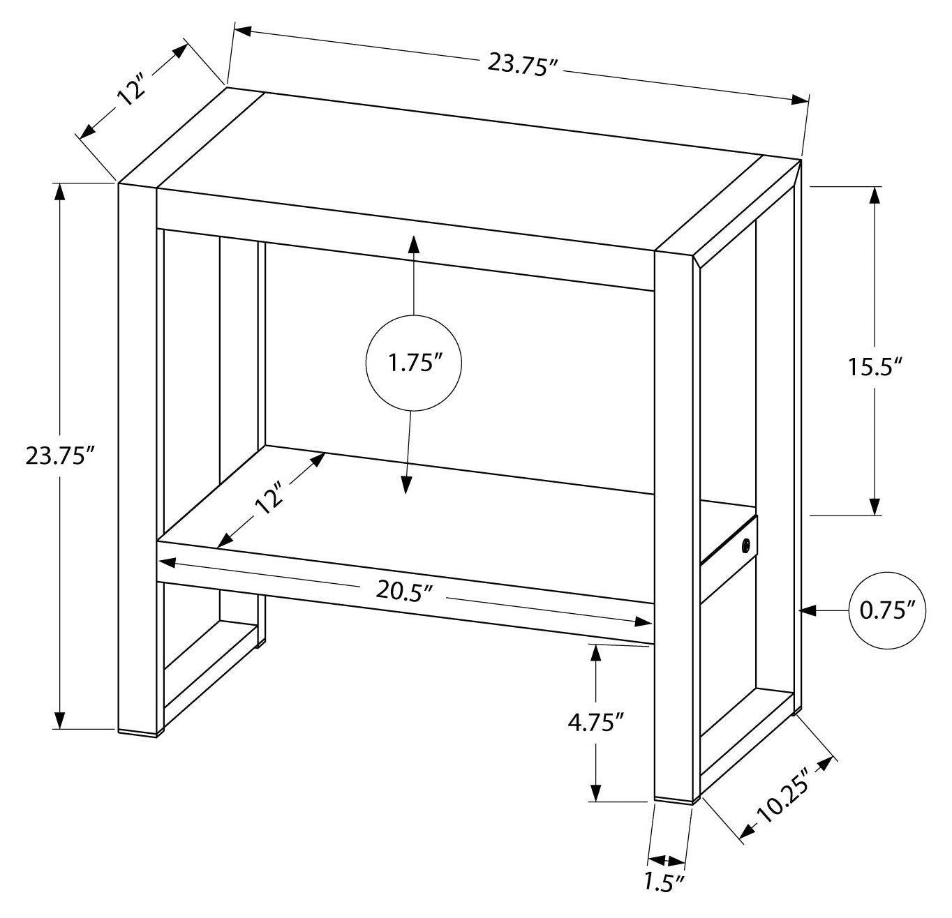 TABLE D'APPOINT - SIMILI BOIS GRIS / MÉTAL NOIR ( Meuble Mtl )
