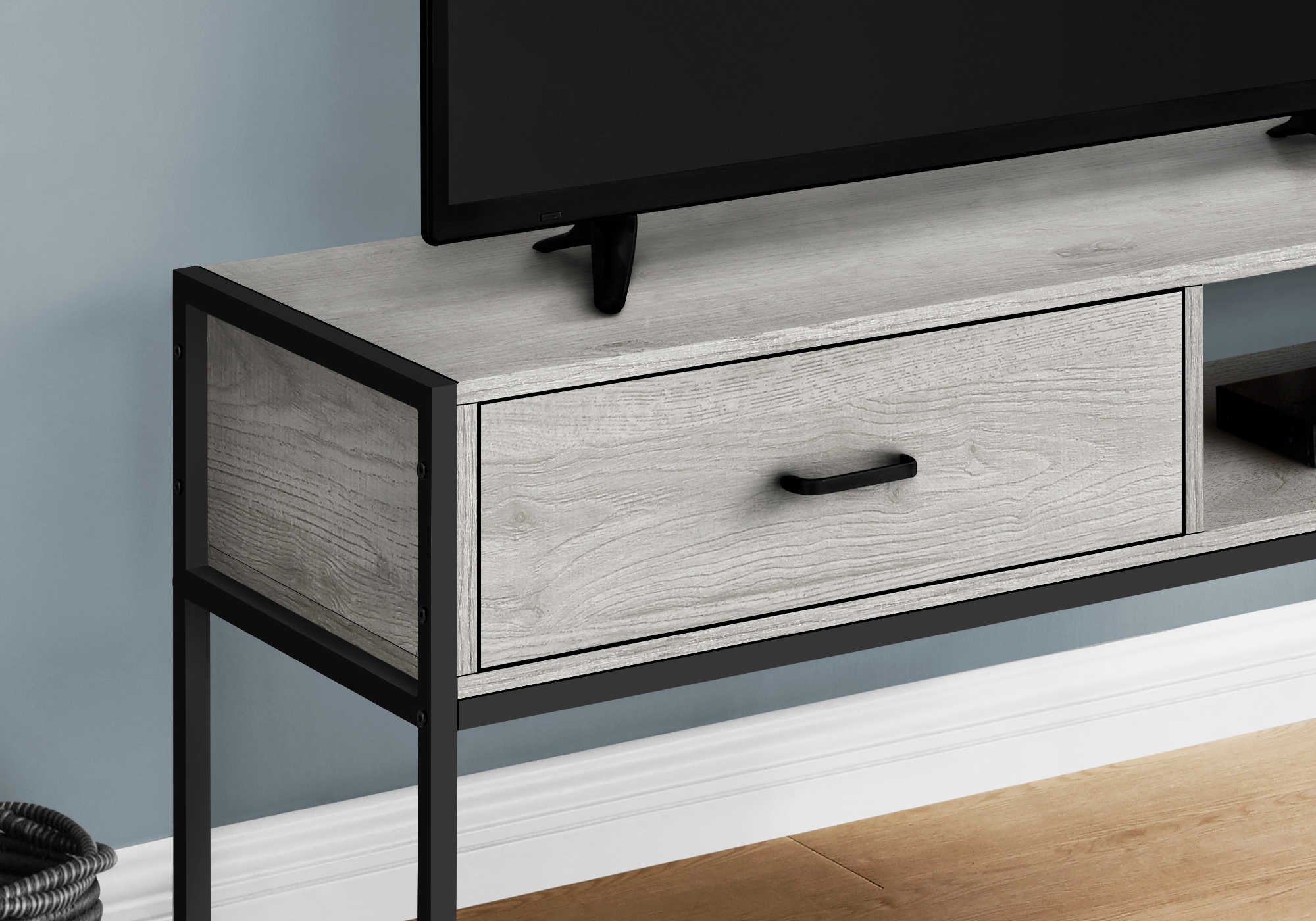 MEUBLE TV - 48"L / GRIS / METAL NOIR ( Meuble Mtl ) 