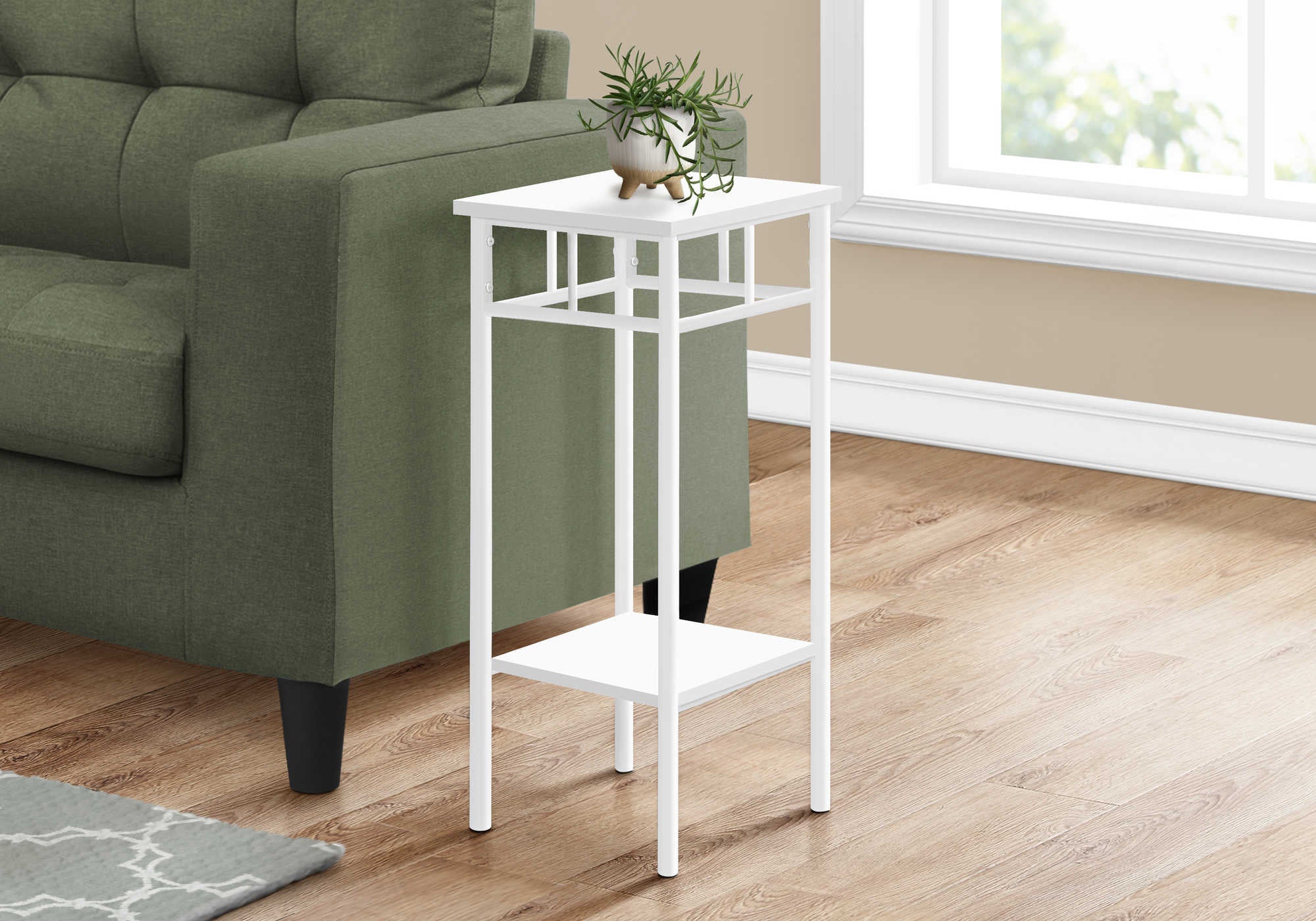 TABLE D'APPOINT - 28"H / BLANC / METAL BLANC ( Meuble Mtl )