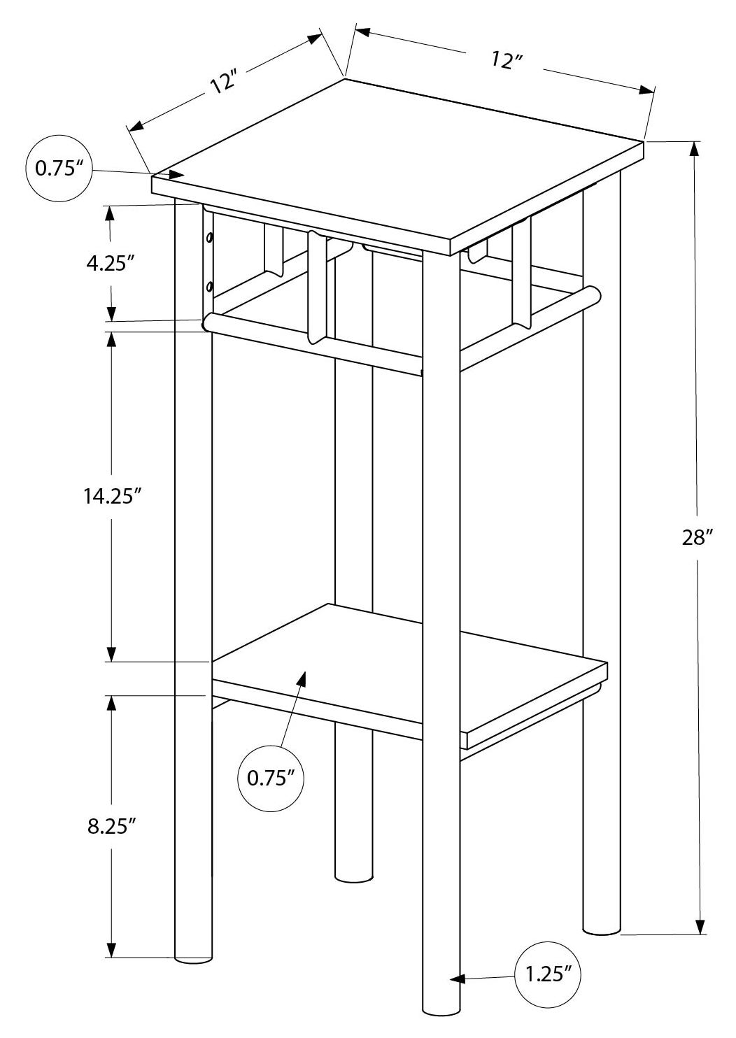 TABLE D'APPOINT - 28"H / BLANC / METAL BLANC ( Meuble Mtl )