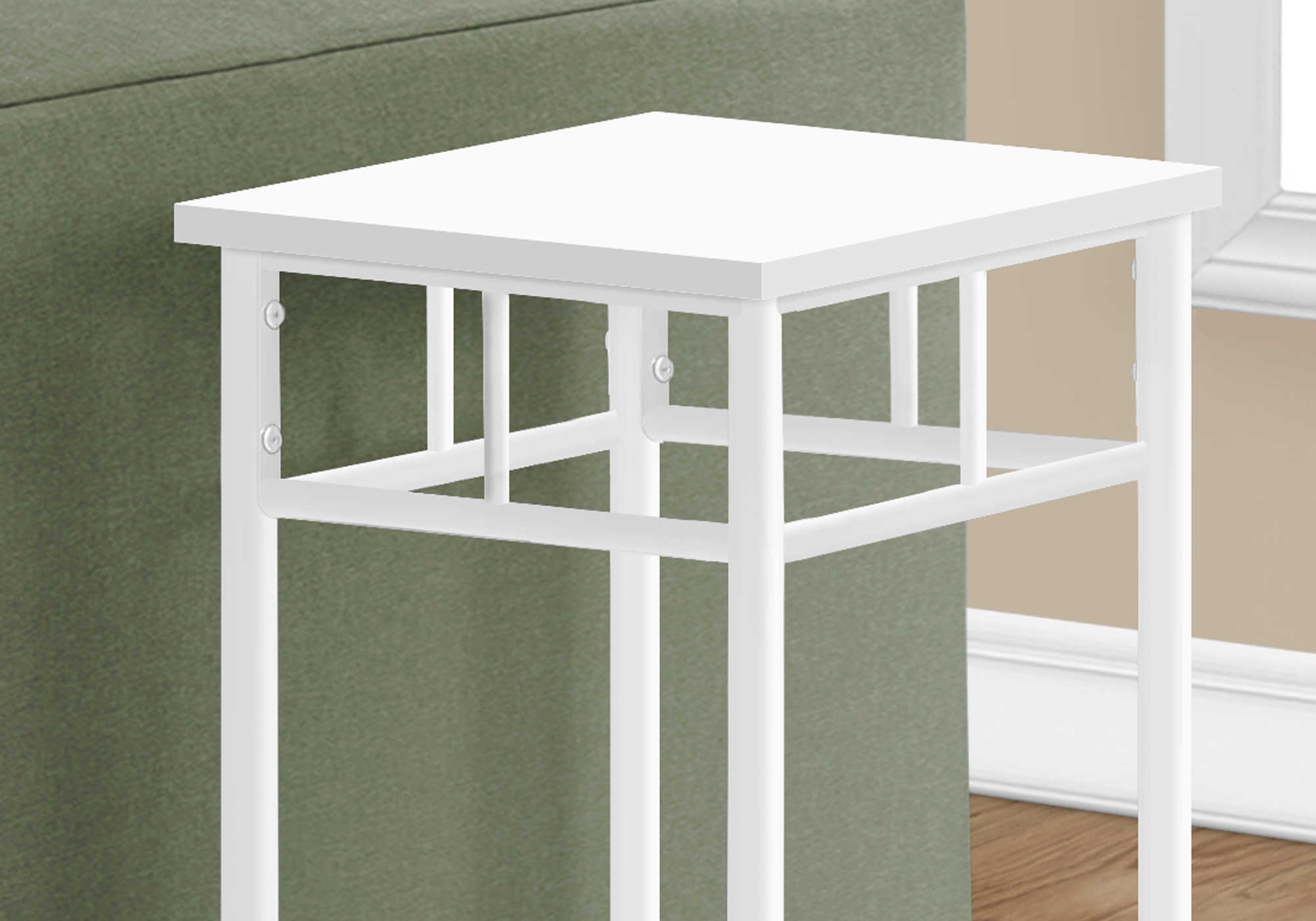 TABLE D'APPOINT - 28"H / BLANC / METAL BLANC ( Meuble Mtl )