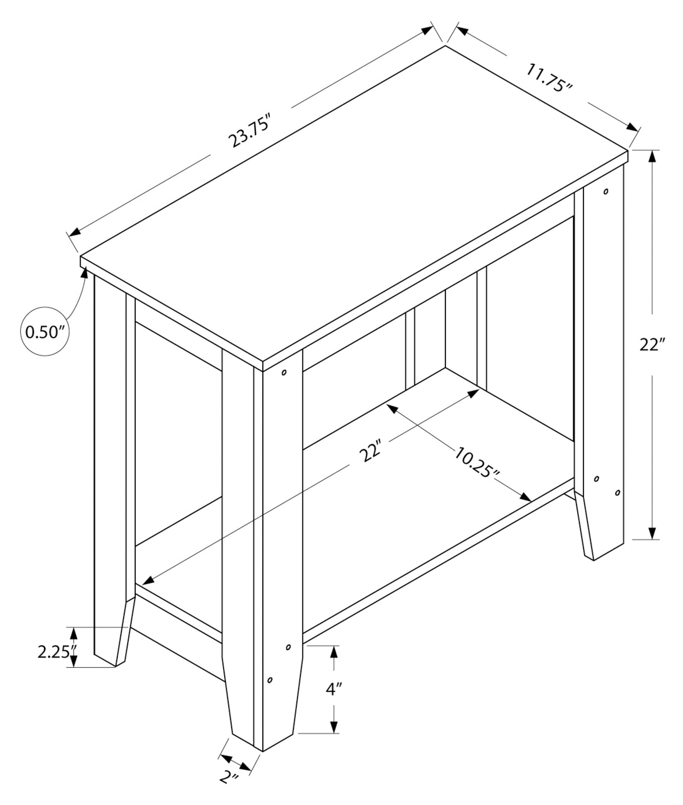 TABLE D'APPOINT - 22"H / GRIS INDUSTRIEL ( Meuble Mtl )
