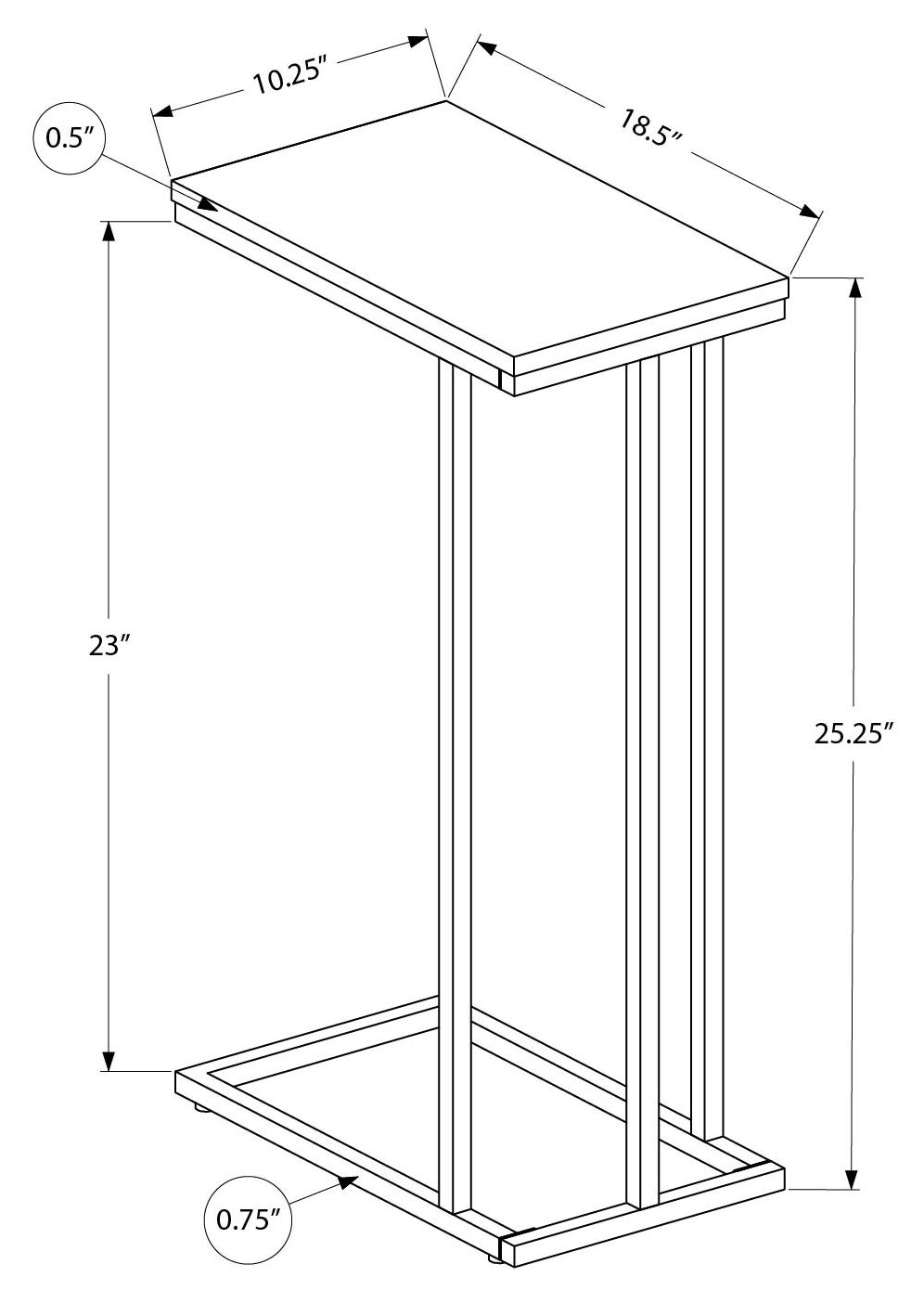 TABLE D'APPOINT - 25"H / NOIR / METAL NOIR ( Meuble Mtl )
