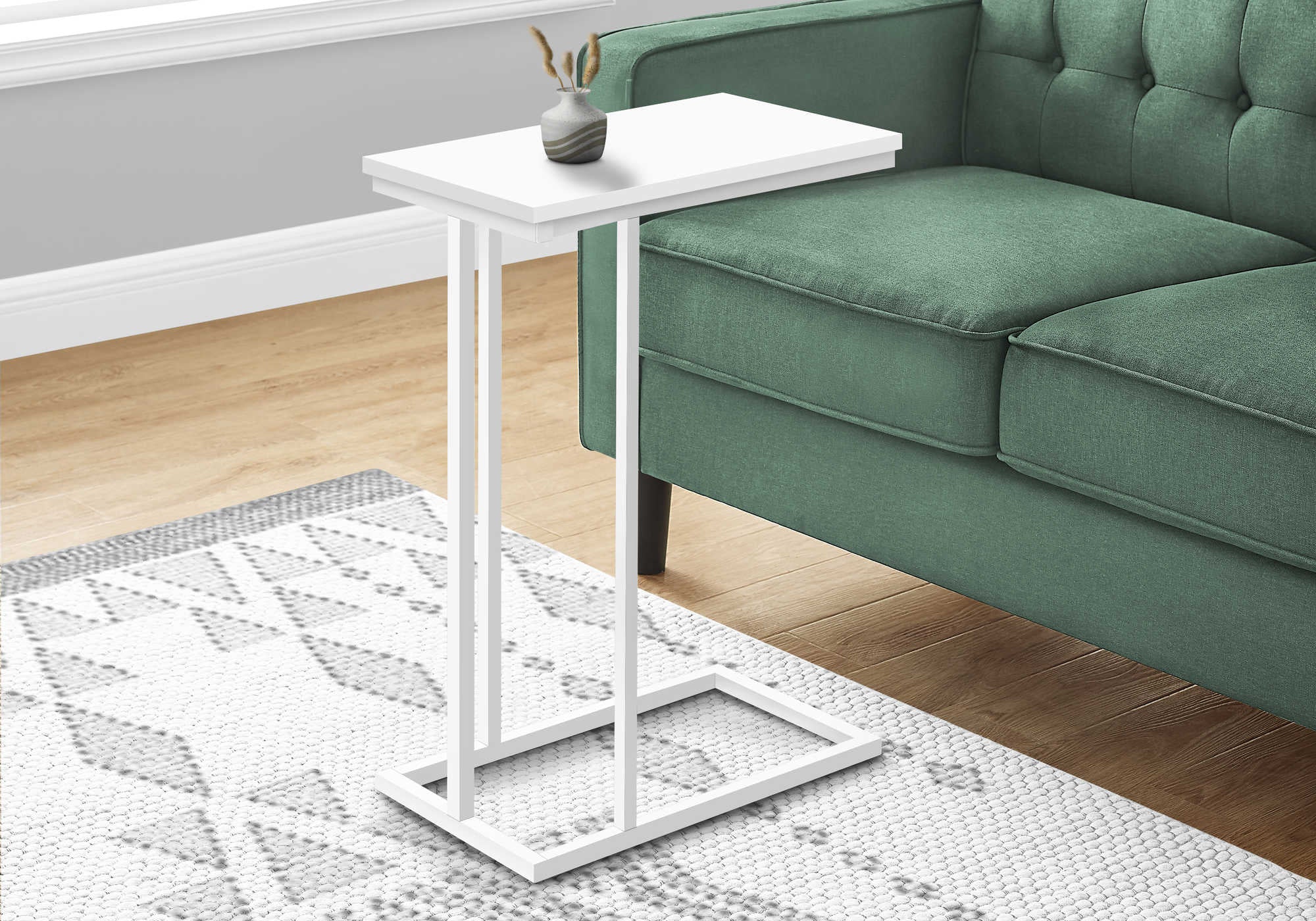 TABLE D'APPOINT - 25"H /BLANC / METAL BLANC  ( Meuble Mtl )