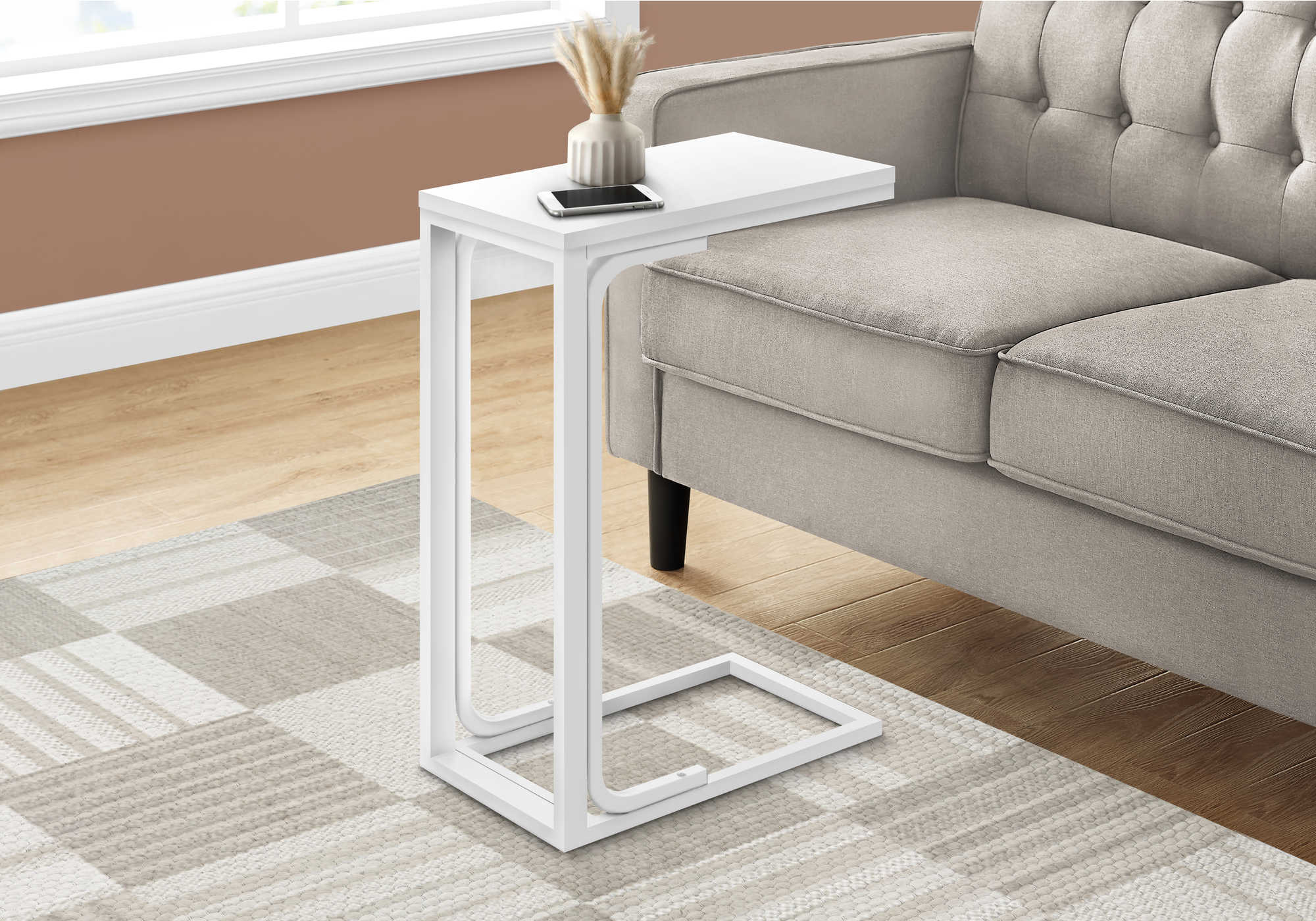 TABLE D'APPOINT - 25"H /BLANC / METAL BLANC ( Meuble Mtl )