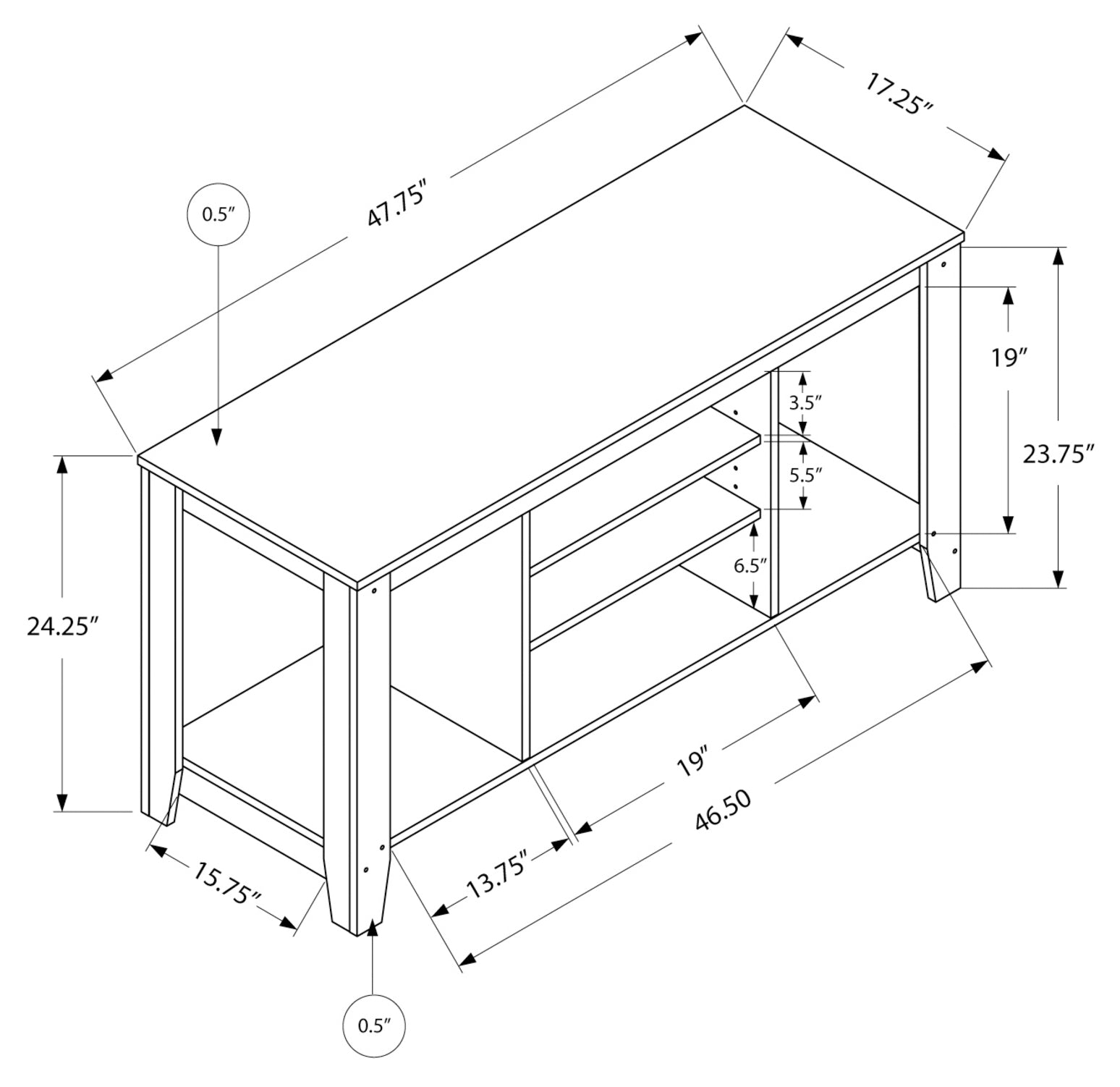 MEUBLE TV - 48"L / CHENE BRUN ( Meuble Mtl )