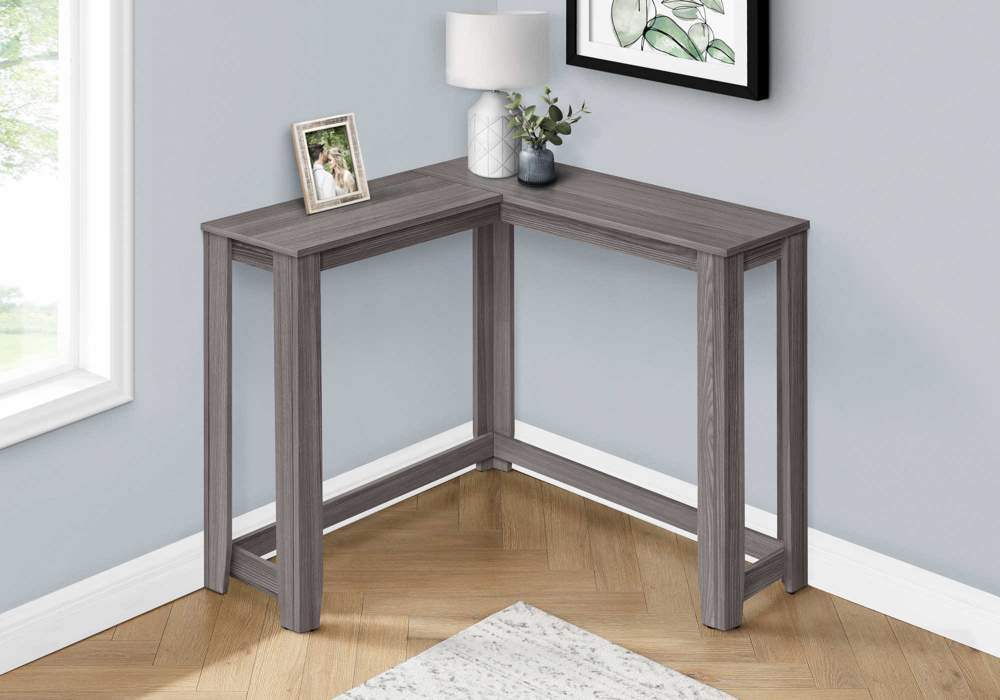 TABLE D'APPOINT - 36" / CONSOLE DE COIN GRIS ( Meuble Mtl )