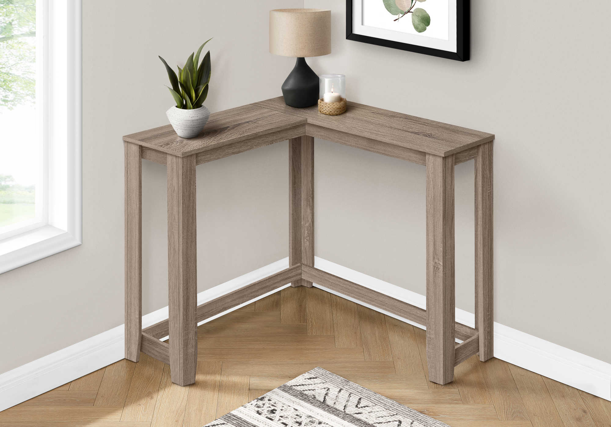 TABLE D'APPOINT - 36" / CONSOLE DE COIN TAUPE FONCE ( Meuble Mtl )