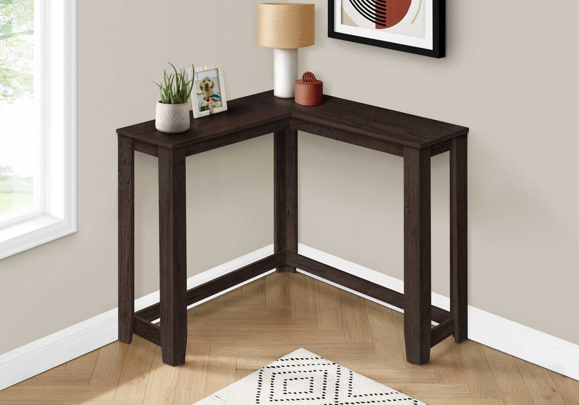 TABLE D'APPOINT - 36" / CONSOLE DE COIN ESPRESSO ( Meuble Mtl )