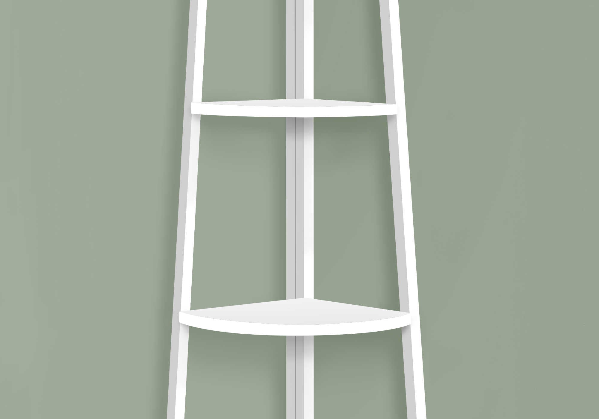 BIBLIOTHÈQUE - 60"H / BLANC / ÉTAGERE EN COIN MÉTAL BLANC ( Meuble Mtl )