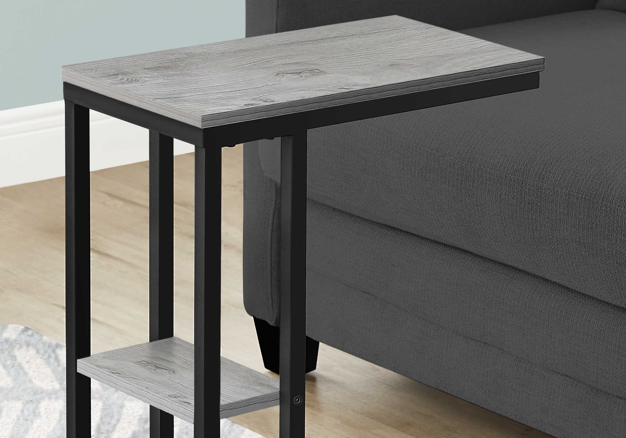 TABLE D'APPOINT - 25"H / GRIS / METAL NOIR ( Meuble Mtl )