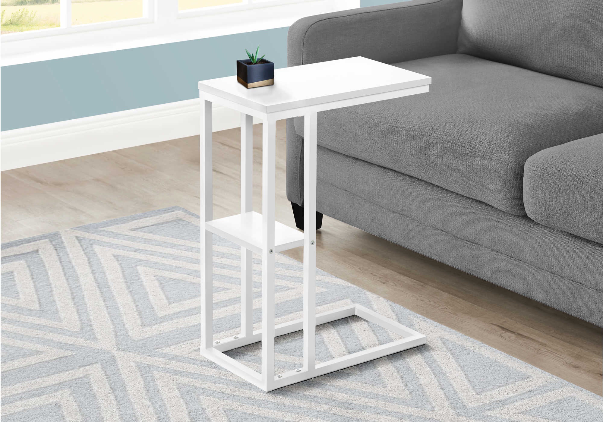 TABLE D'APPOINT - 25"H / BLANC / METAL BLANC ( Meuble Mtl )