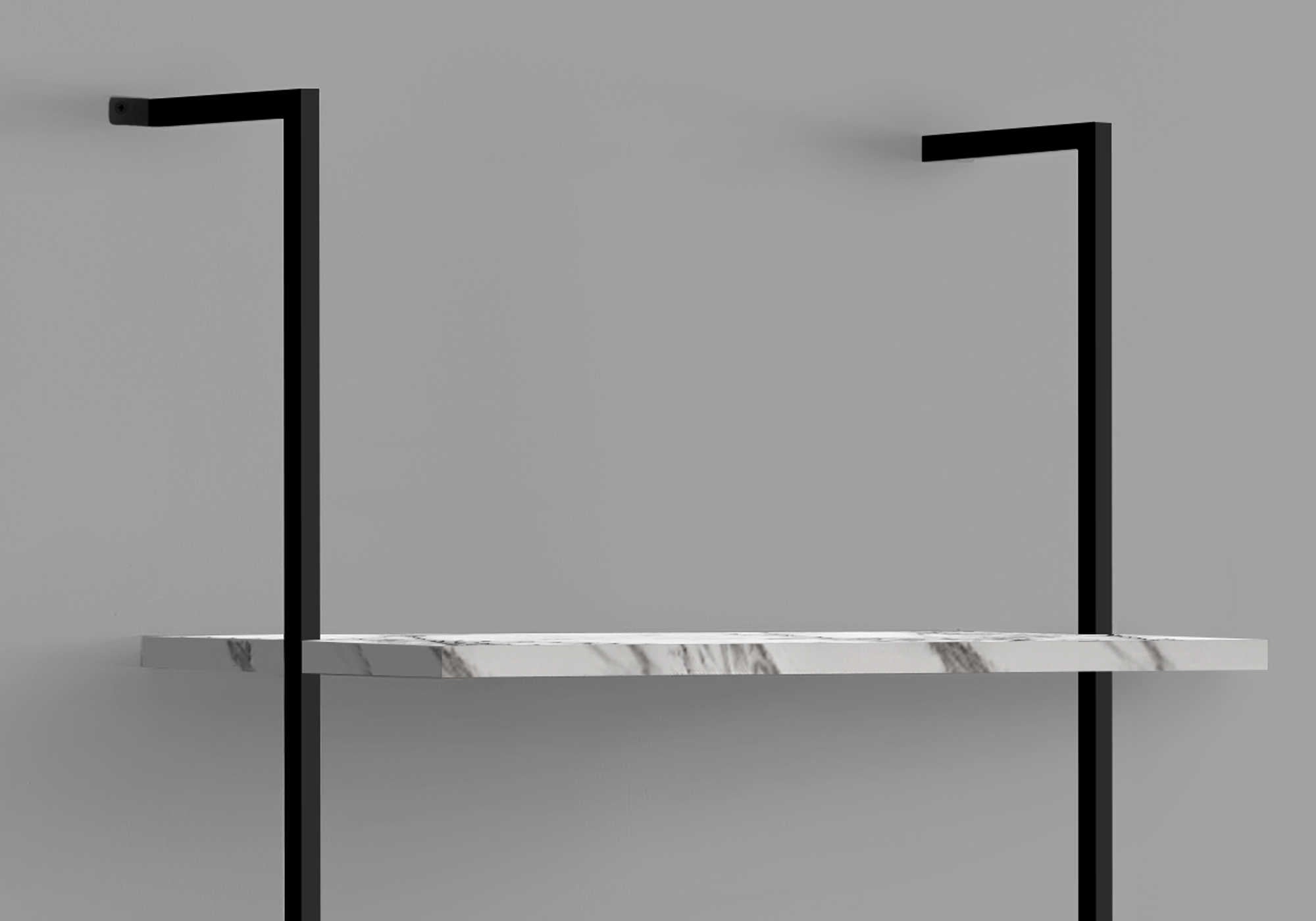 BIBLIOTHÈQUE - ÉCHELLE 72"H MARBRE BLANC / MÉTAL NOIR ( Meuble Mtl ) 
