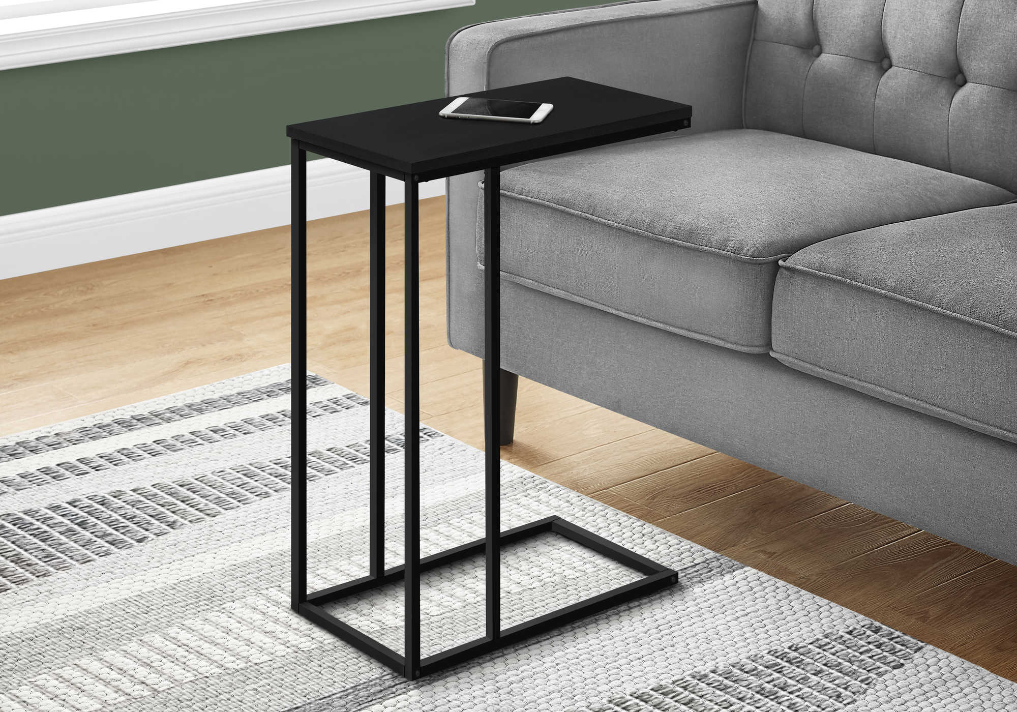 TABLE D'APPOINT - 25"H / NOIR / METAL NOIR ( Meuble Mtl )