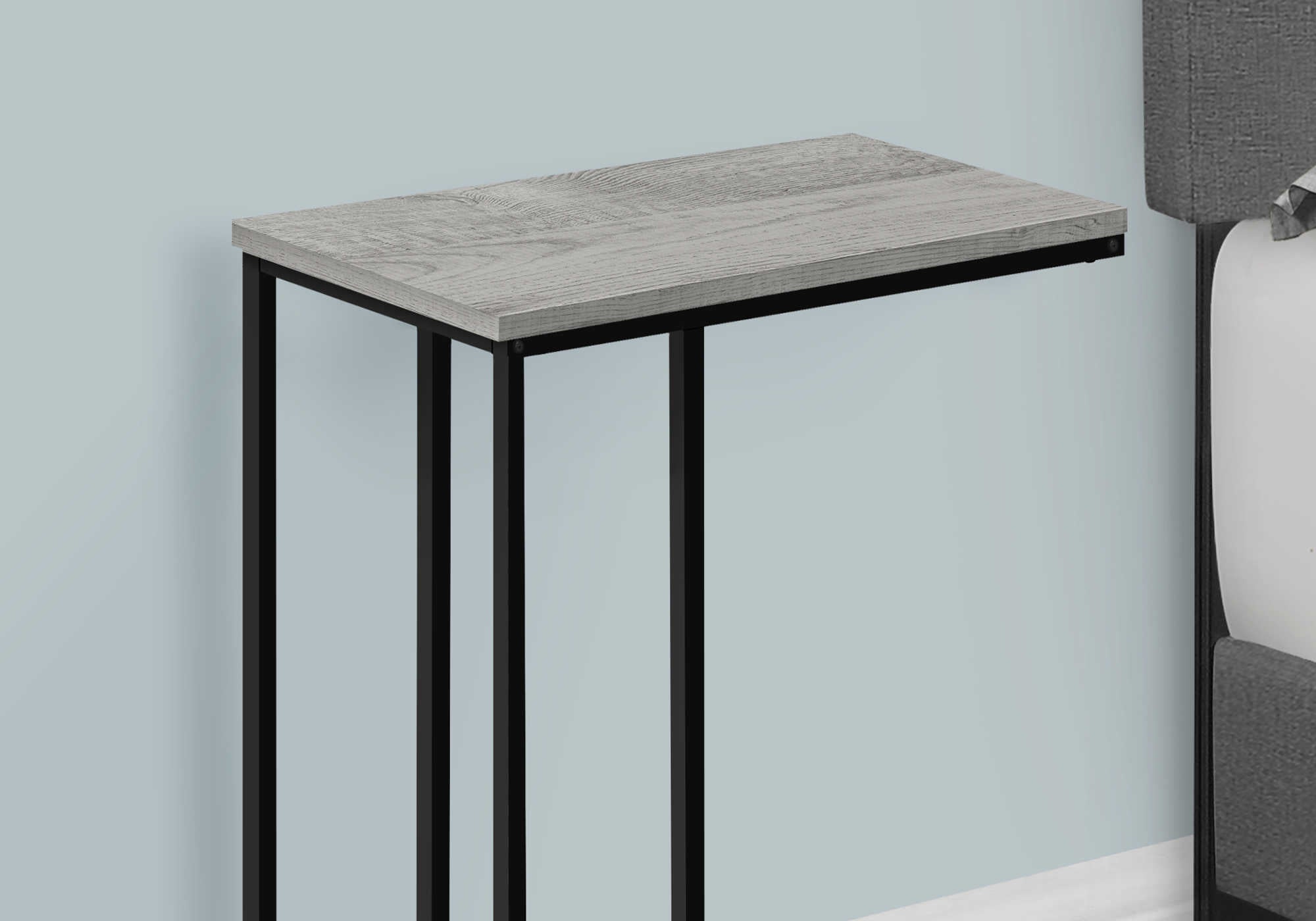 TABLE D'APPOINT - 25"H / GRIS / METAL NOIR ( Meuble Mtl )