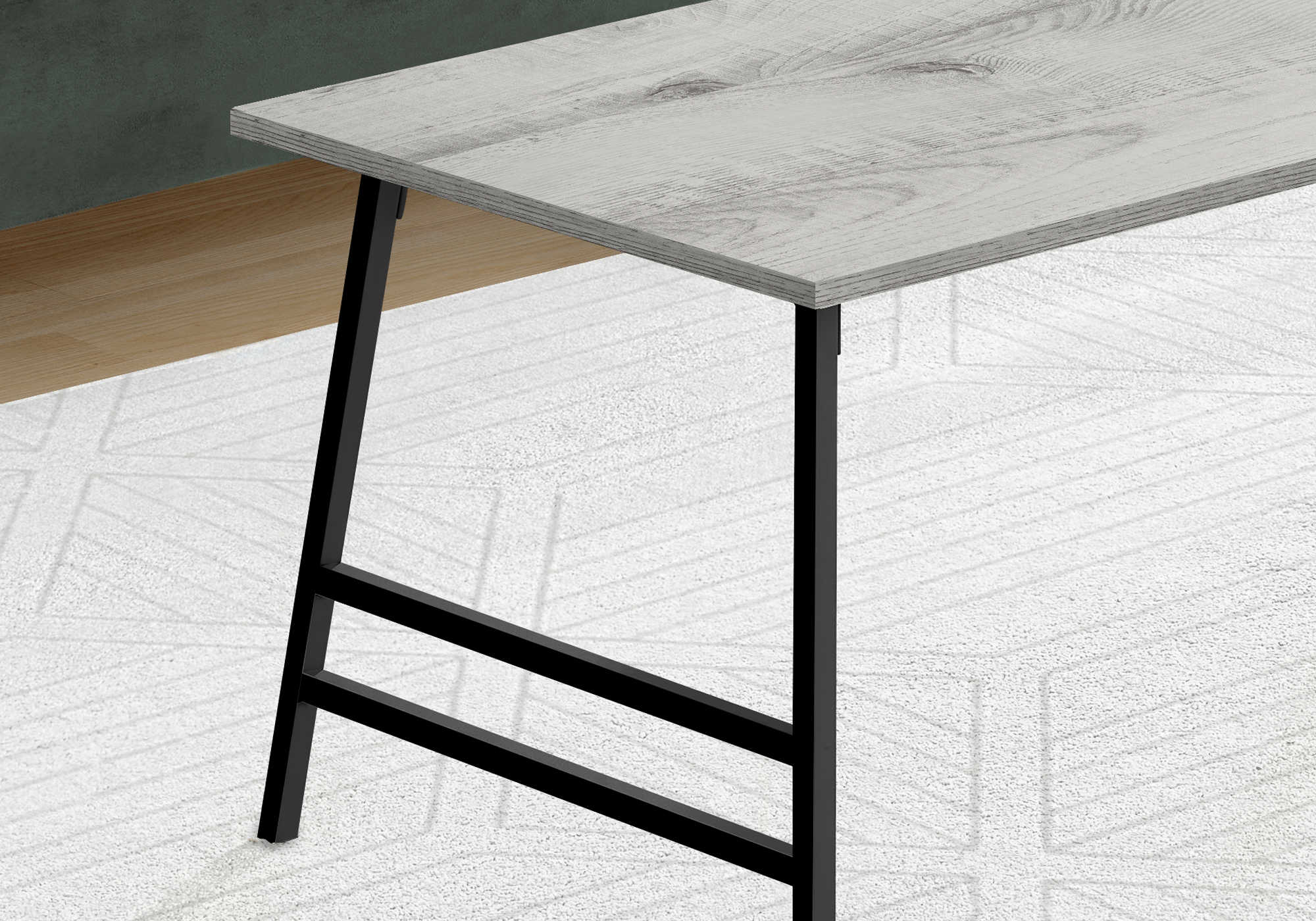 TABLE BASSE - 40"L / GRIS / METAL NOIR ( Meuble Mtl )