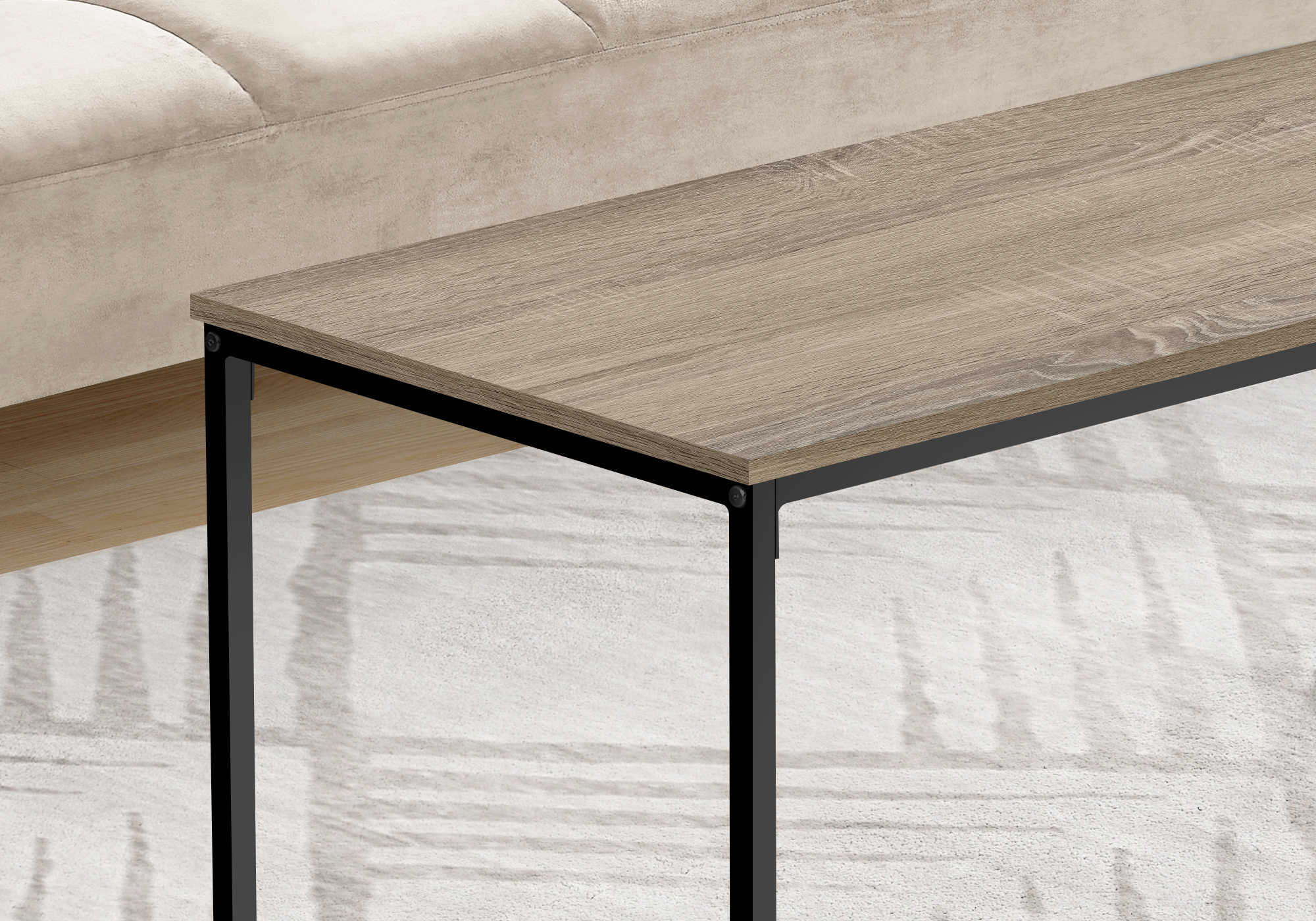 TABLE BASSE - 40"L / TAUPE FONCÉ / MÉTAL NOIR