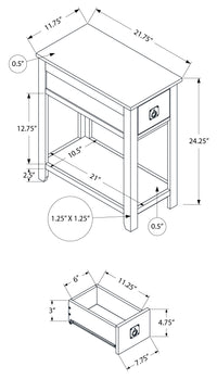 TABLE D'ACCENT - 24"H / TABLE DE BOUT EN PLACAGE ESPRESSO