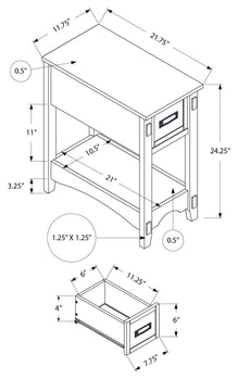 TABLE D'ACCENT - 24"H / TABLE DE BOUT PLACAGE NOYER BRUN