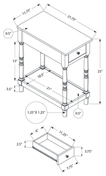 TABLE D'ACCENT - 24"H / BLANC ANTIQUE / PLACAGE ESPRESSO