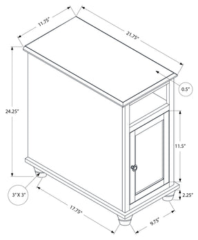 TABLE D'ACCENT - 24"H / BLANC ANTIQUE / PLACAGE ESPRESSO