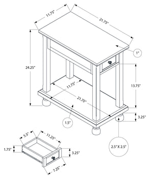 TABLE D'ACCENT - 24"H / TABLE DE BOUT EN PLACAGE ESPRESSO