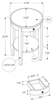 TABLE D'ACCENT - 23"H / TABLE DE BOUT EN PLACAGE ESPRESSO