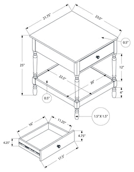 TABLE D'ACCENT - 25"H / TABLE DE BOUT PLACAGE NOYER FONCÉ