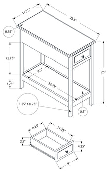 TABLE D'ACCENT - 25"H / TABLE DE BOUT PLACAGE NOYER FONCÉ