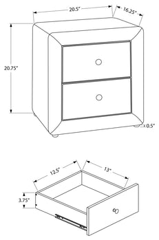 TABLE DE CHEVET - 21"H / LIN GRIS