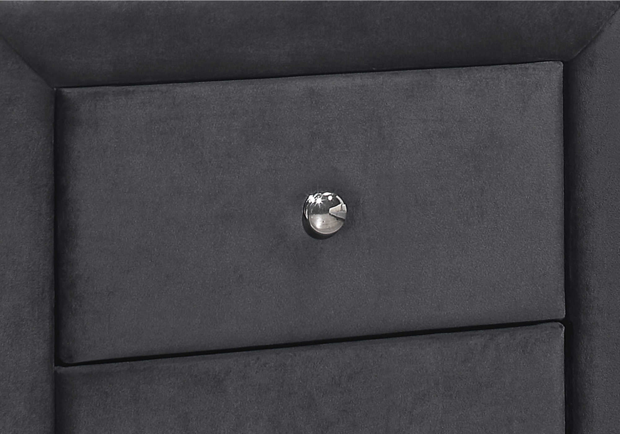 TABLE DE NUIT CHAMBRE - 21"H / VELOURS GRIS FONCE ( Meuble Mtl ) 