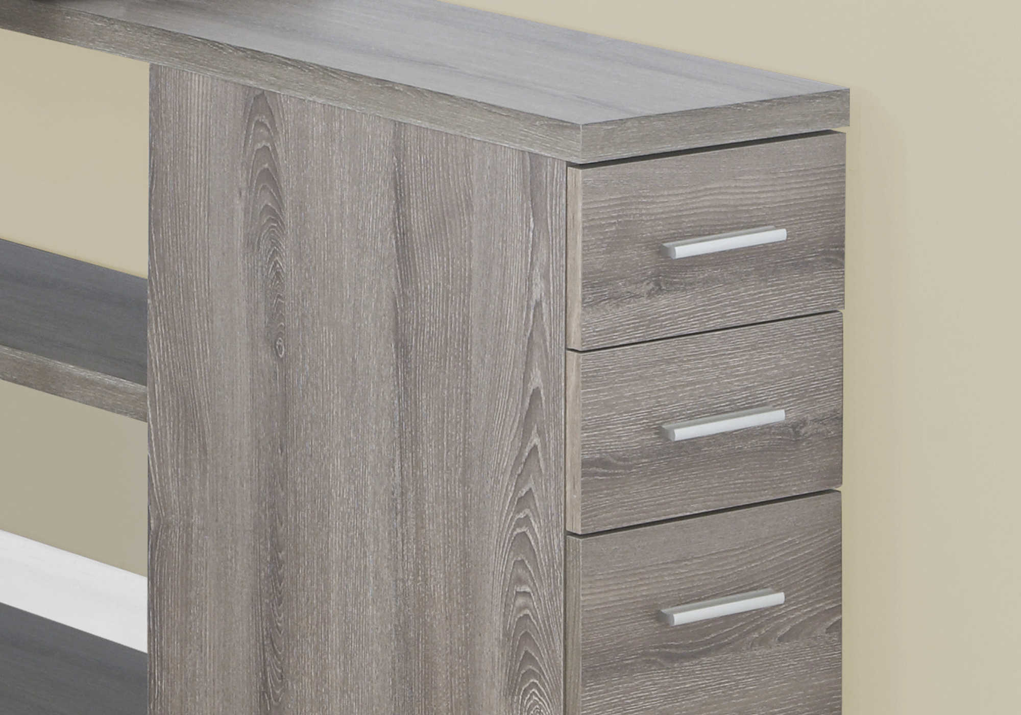 BUREAU D'ORDINATEUR - COIN DROIT OU GAUCHE TAUPE FONCÉ ( Meuble Mtl )