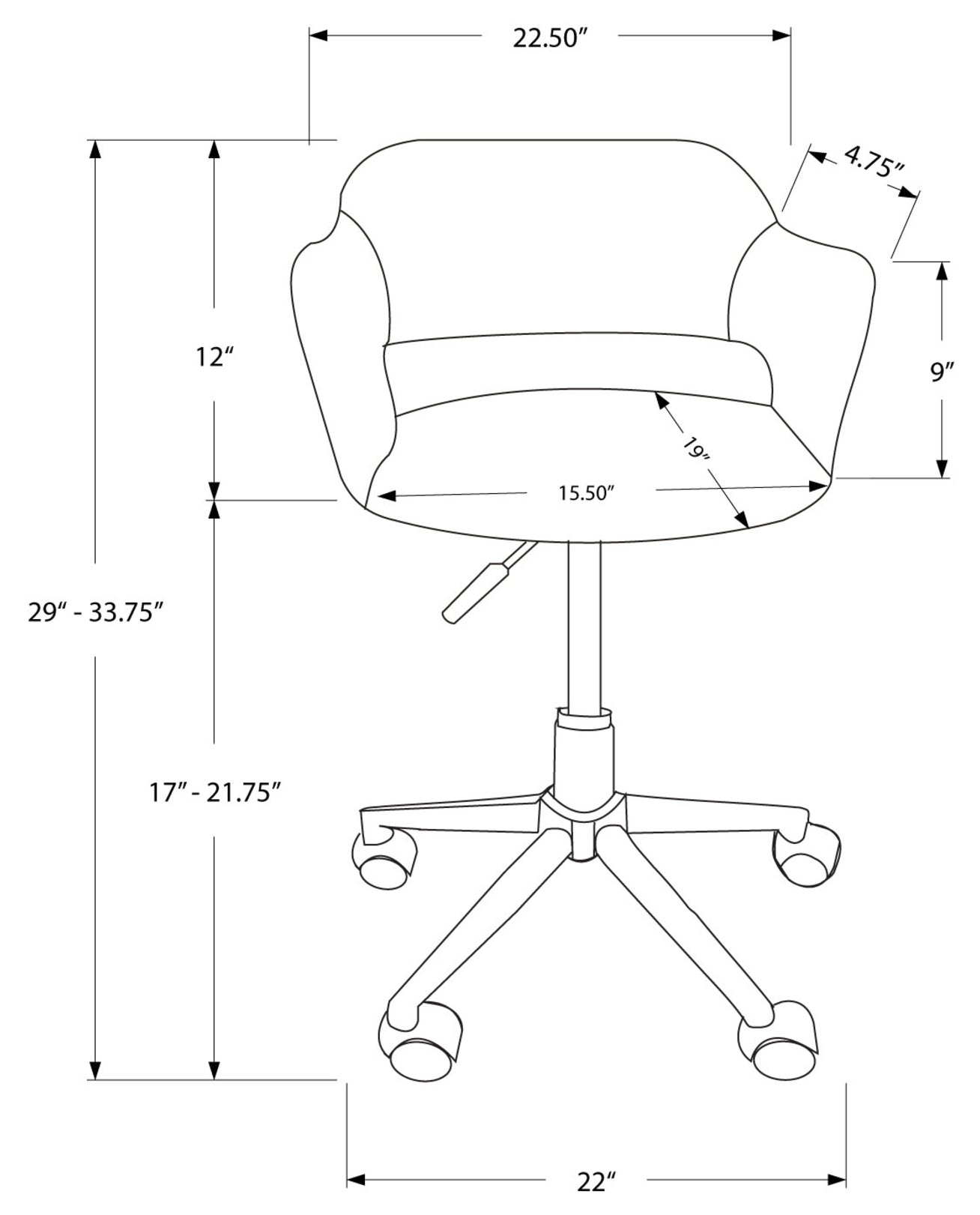CHAISE DE BUREAU - PIETEMENT LEVANT HYDRAULIQUE NOIR / MÉTAL CHROMÉ ( Meuble Mtl )