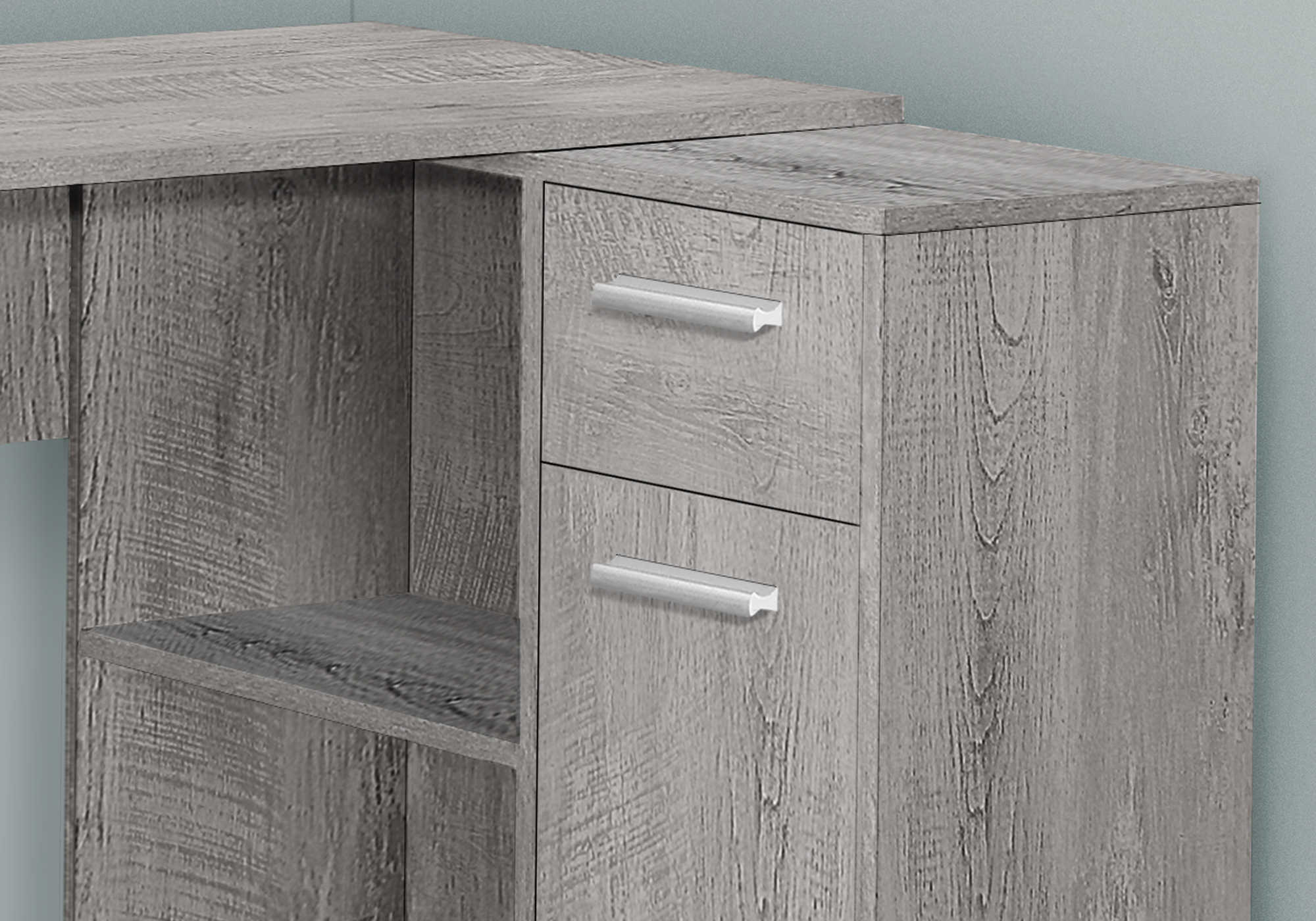 BUREAU D'ORDINATEUR - 46"L / GRIS INDUSTRIEL / ARMOIRE DE RANGEMENT ( Meuble Mtl )
