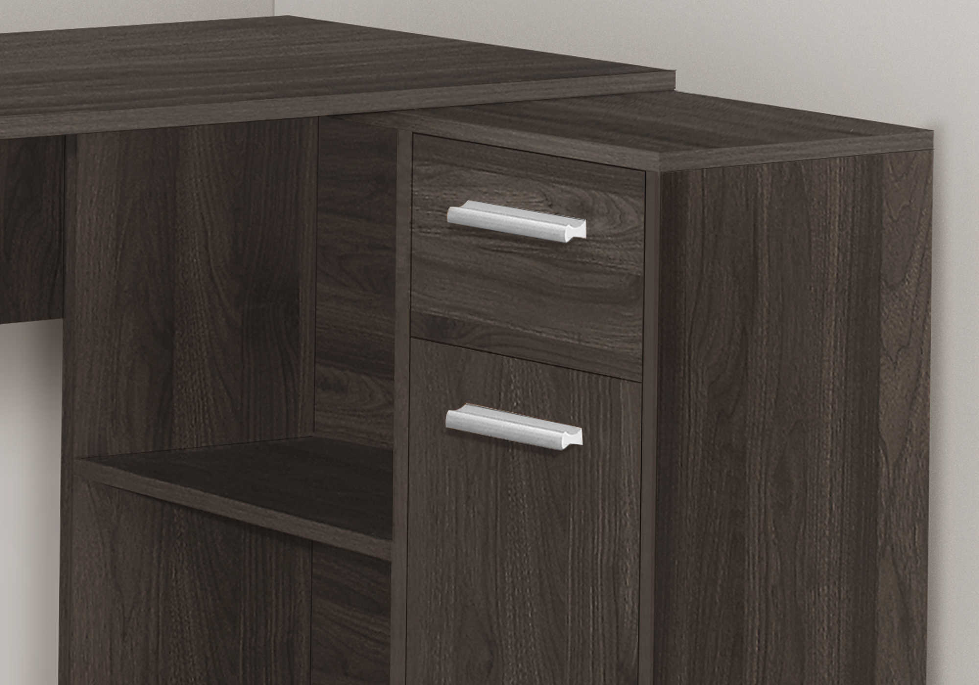BUREAU D'ORDINATEUR - 46"L / CHÊNE BRUN / ARMOIRE DE RANGEMENT ( Meuble Mtl )